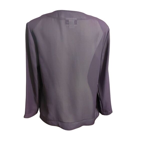 Channa Vintage Semi-Sheer Plum Open Blazer Long Sleeve Size Large - Picture 3 of 13